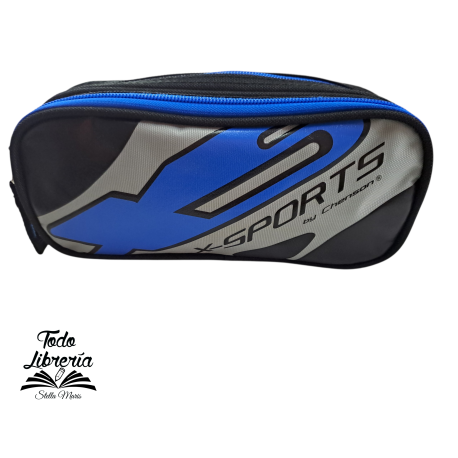 CARTUCHERA  2 CIERRES  AZUL  MODELO X SPORT