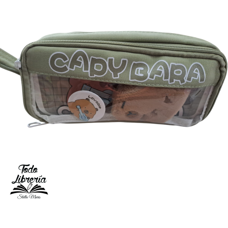 CARTUCHERA 2 CIERRES CON MUÑEQUITOS  CAPIBARA